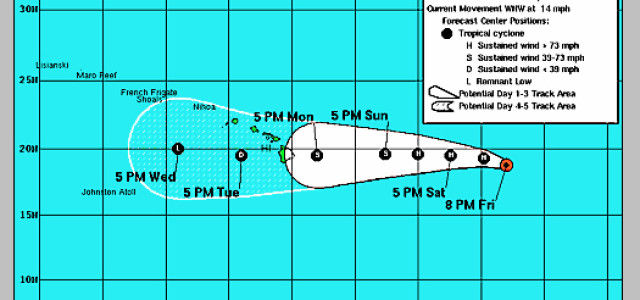 Hurricane watch auf Hawaii, Freitag 7.46pm Update